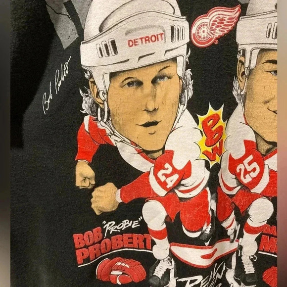 1993 Bob Probert & Darren McCarty Rockem Sockem Detroit Redwings T-Shirt - Rare - Picture 4 of 9